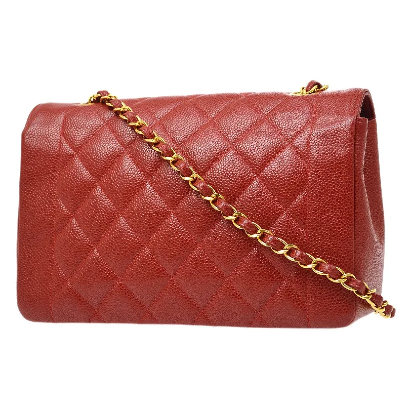 Chanel Quilted Leather Shoulder Bag for FashionistasChanel 1994-1996 Red Caviar Medium Diana Flap Bag