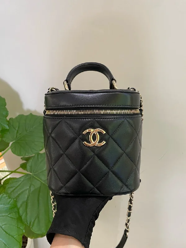 Chanel Chain Strap Handbag for Everyday UseChanel Black Lambskin Vanity Bag with Dustbag