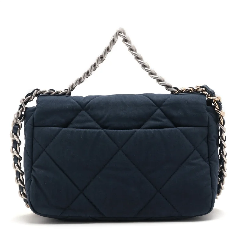 Chanel Luxury Handbag for High - End EventsChanel 19 Cotton 2WAY Shoulder Bag Navy G x Silver Gold AS1160 Navy