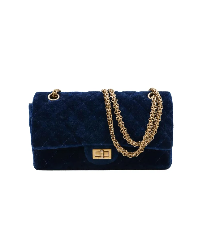 Chanel New Arrival Handbag with Gold HardwareCHANEL 2.55 MATELASSE CHAIN SHOULDER BAG BLUE VELOR 90251966 DXBS1313