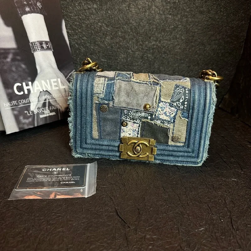 Chanel All - Match Handbag for Versatile StylingChanel LeBoy Small Denim Patchwork Bag Blue 20cm