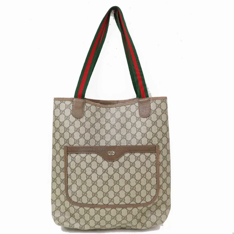 Women Gucci Sylvie bags with a detachable ribbon detailBrand Inspired Gucci Tote Bag Brown PVC (SHC1-15518)