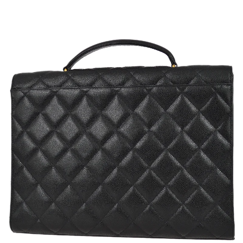 Chanel Classic Flap Bag for Evening PartyChanel 1994-1996 Black Caviar Briefcase Business Handbag