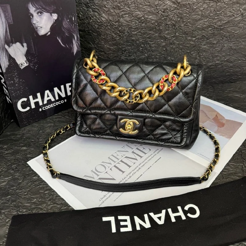 Chanel Classic Flap Bag for Evening PartyChanel 19A Black Gold Tofu Chain Crossbody Bag Medium