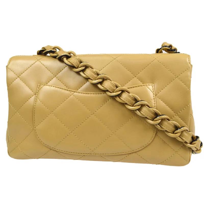 Chanel Small Crossbody Bag for TravelCHANEL 2000-2001 Acrylic Chain Classic Single Flap Medium Beige Calfskin 67927