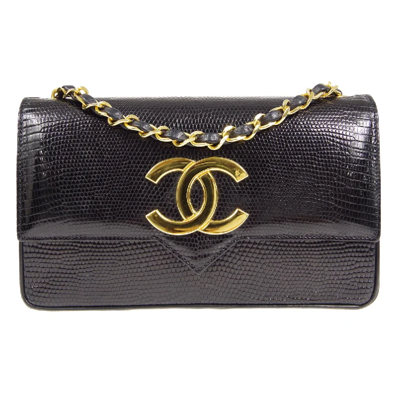 Chanel Limited Edition Handbag for CollectorsCHANEL * Single Chain Shoulder Bag Black Lizard