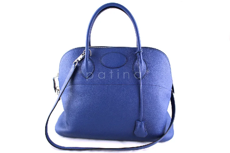 Hermes Brighton Blue Clemence 35/37cm Mou Bolide Bag