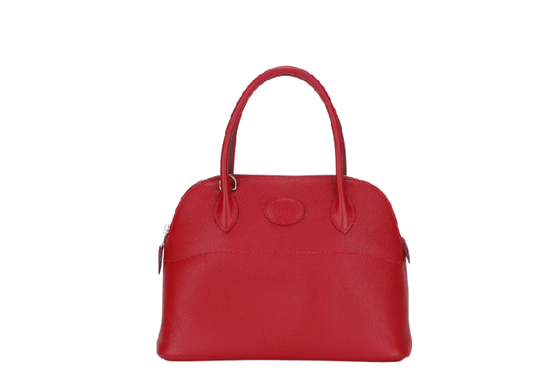 HERMES BOLIDE 27 ROUGE CASAQUE EPSOM LEATHER (STAMP T) WITH STRAP, CARE CARD & DUST COVER