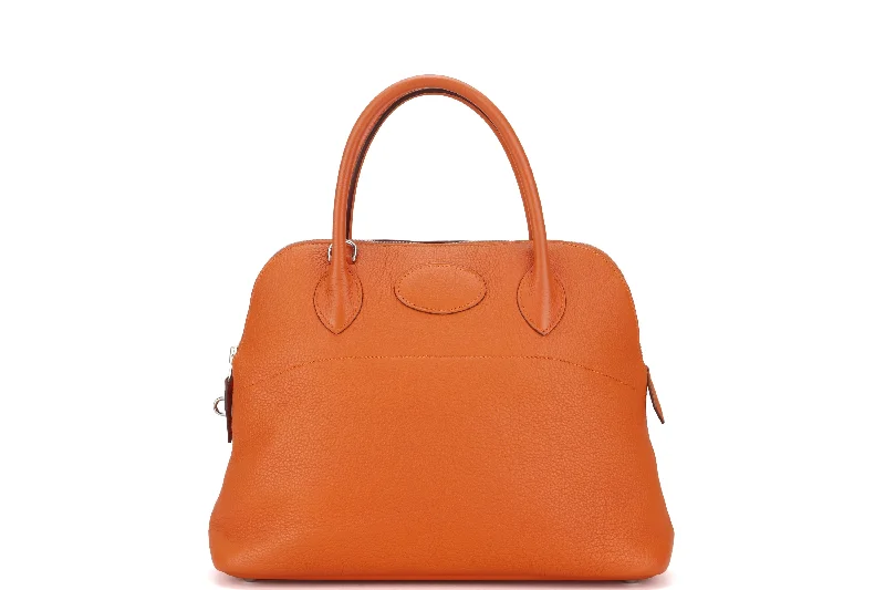 HERMES BOLIDE 31 (STAMP M (2009)) FEU COLOR CLEMENCE LEATHER, WITH KEYS, LOCK, STRAP, RAINCOAT & DUST COVER