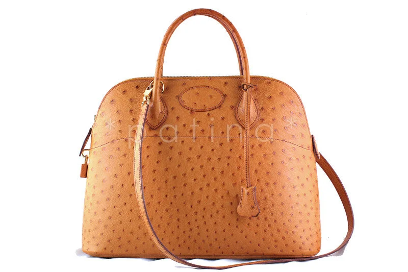 Hermes Cognac 35/37cm Bolide Shoulder Tote Bag