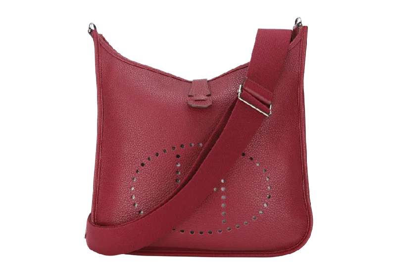 HERMES EVELYNE III GM RUBIS CLEMENCE LEATHER PHW STAMP R (YEAR 2014) WITH STRAP, DUST COVER AND BOX