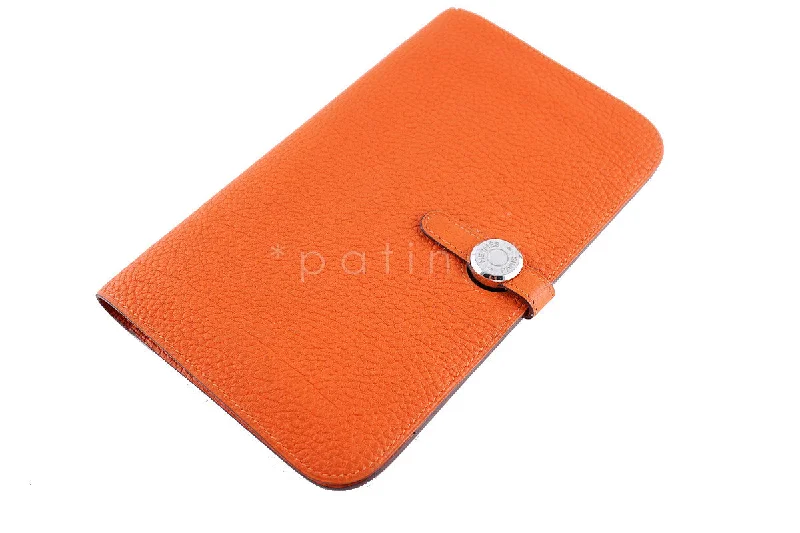 Hermes Large Orange Togo Dogon GM Wallet w/ Coin Purse Bag