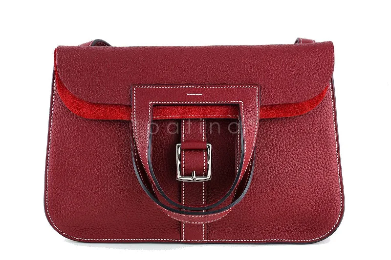 Hermes Rouge H Halzan 4-way Buckled Shoulder Bag