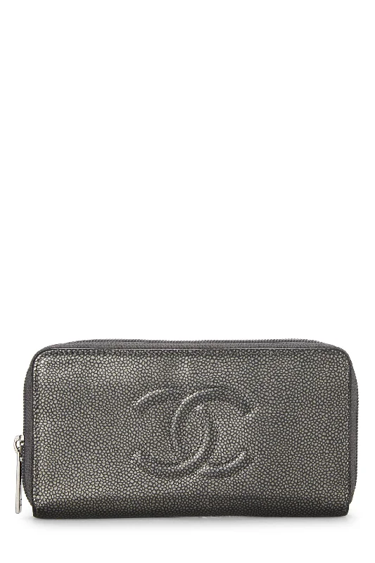 Chanel Luxury Handbag for High - End EventsChanel,  Silver Caviar Timeless 'CC' Wallet, Grey