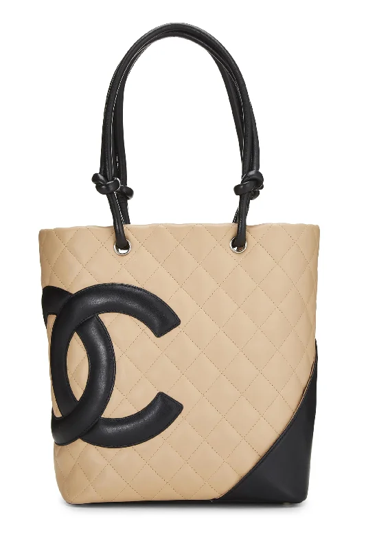 Chanel Colorful Handbag for Spring OutfitsChanel,  Beige Quilted Calfskin Cambon Tote Small, Beige