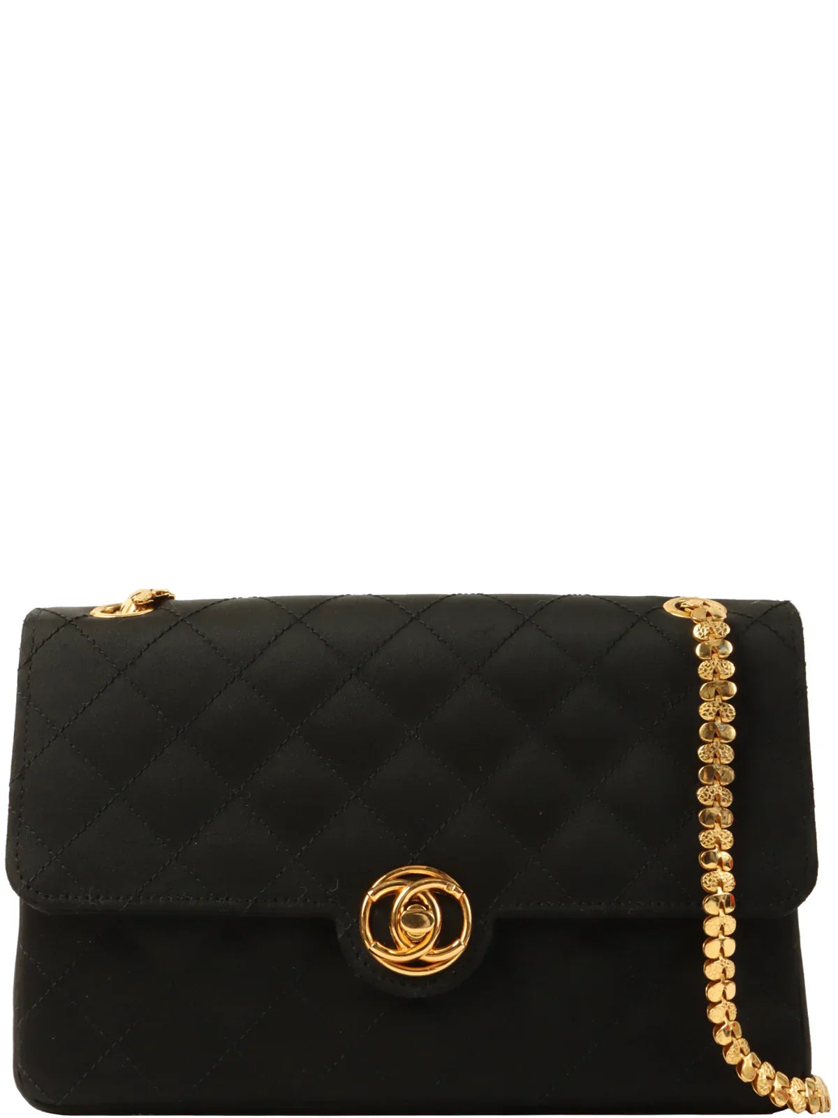 Chanel Chain Strap Handbag for Everyday UseCHANEL Around 1990 Made Silk Satin Classic Flap Bijoux Chain Mini Black