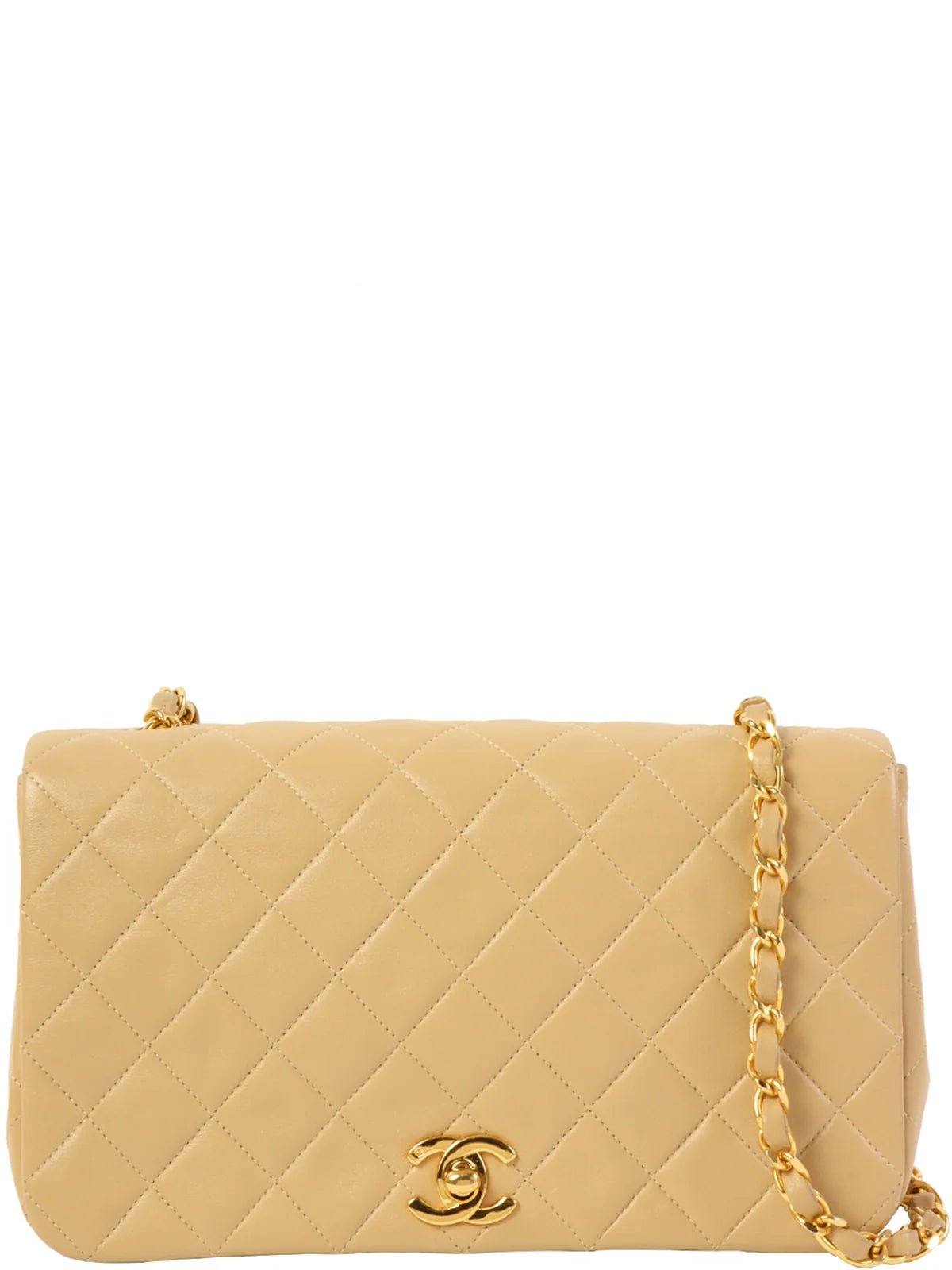 Chanel Luxury Handbag for High - End EventsCHANEL Around 1990 Made Full Flap Chain Bag 23Cm Beige